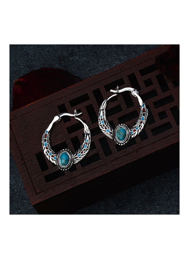 NIBEMINENT - Faux Turquoise Studded Hoop Earrings - Image 1