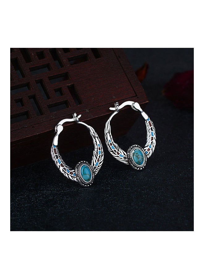 NIBEMINENT - Faux Turquoise Studded Hoop Earrings - Image 1