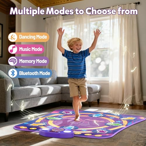 TooLion Dance Mats for Girls 48 Electronic Dance Mats with LED Light Wireless Bluetooth Kids Dance Mat Girls Dance Mat Dancing Mat Music Dance Toy with 3 Game Modes Develops HandEye Coordination - Image 5