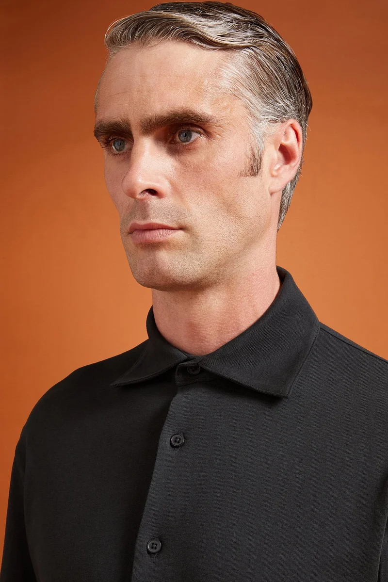 Doppelganger Green Men's long-sleeved 100% cotton polo - Forest Green for Men | Best Price UAE