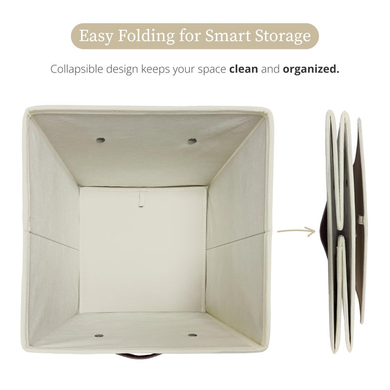 DECOMOMO Storage Cubes, 13x13x13 Storage Cube Bins with Labels, Fabric Organizer Bins (13" / 6pcs, Beige) - Image 5