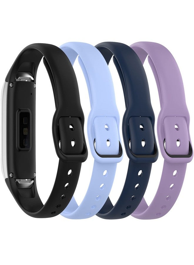 Lijinlan Bands for Samsung Galaxy Fit, Soft Silicone Sport Fitness Strap for Galaxy Fit SM-R370 Smartwatch, Replacement Wristband Accessories for Men Women (4P-Black Skyblue Darkblue Purple) - Image 1