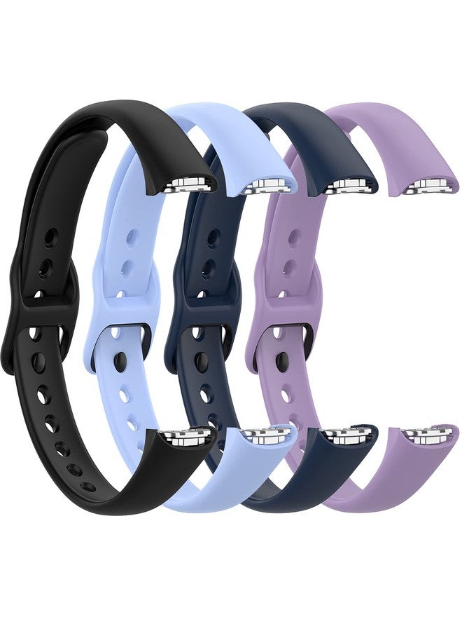 Lijinlan Bands for Samsung Galaxy Fit, Soft Silicone Sport Fitness Strap for Galaxy Fit SM-R370 Smartwatch, Replacement Wristband Accessories for Men Women (4P-Black Skyblue Darkblue Purple) - Image 2