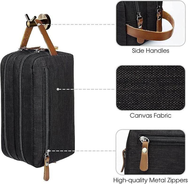 SHOWAY Travel Toiletry Organizer Bag for Men's| Shaving Dopp Kit Organizer Bathroom Bag| Water Resistant, Zipper, Carry handle &Hanging Organizer Bag| Double compartments - Image 3