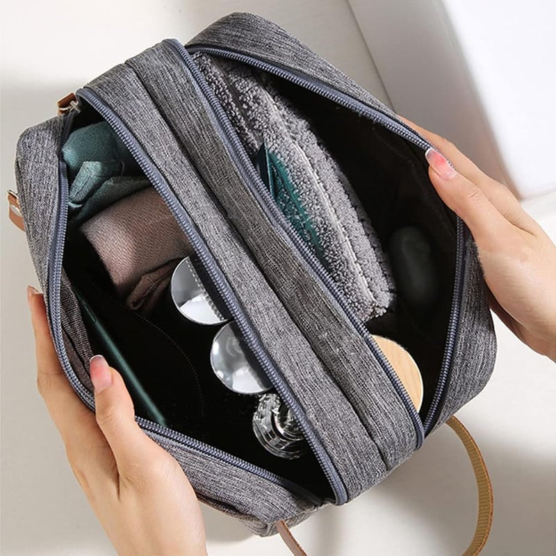 SHOWAY Travel Toiletry Organizer Bag for Men's| Shaving Dopp Kit Organizer Bathroom Bag| Water Resistant, Zipper, Carry handle &Hanging Organizer Bag| Double compartments - Image 5