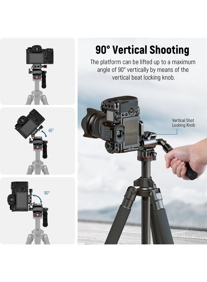 Neewer NEEWER Video Tripod Head Upgraded Vertical/Horizontal Switch, Compact Metal Pan Tilt Fluid Head with Arca Type QR Plate, Telescopic Handle, Scaled Base (⌀43mm) for Camcorder/DSLR, Max Load 3kg, GM26  - Image 3