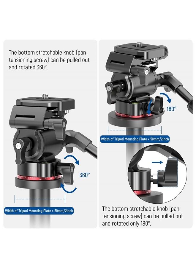 Neewer NEEWER Video Tripod Head Upgraded Vertical/Horizontal Switch, Compact Metal Pan Tilt Fluid Head with Arca Type QR Plate, Telescopic Handle, Scaled Base (⌀43mm) for Camcorder/DSLR, Max Load 3kg, GM26  - Image 2