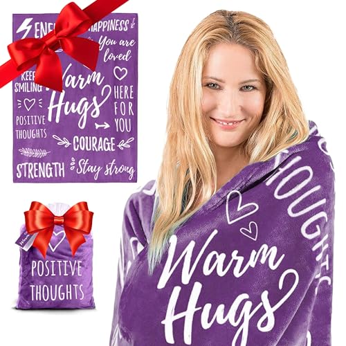 EasyFluffy Get Well Gift for Women & Men - Super Soft Hug Blanket with Inspirational Words - Healing Blanket Care Package Comforting Gift During Hard Times - 50"x 60" (Purple) - Image 1