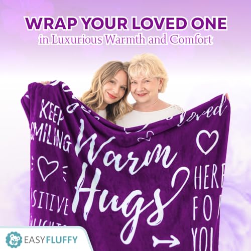 EasyFluffy Get Well Gift for Women & Men - Super Soft Hug Blanket with Inspirational Words - Healing Blanket Care Package Comforting Gift During Hard Times - 50"x 60" (Purple) - Image 2