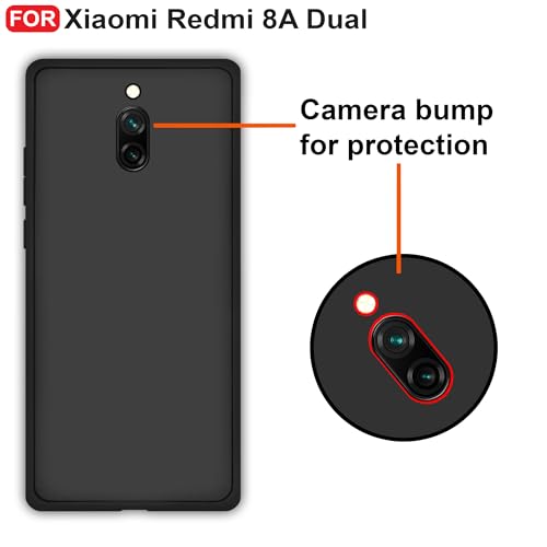 CEDO Back Cover for Redmi 8A / 8A Dual | Camera Bump Protection & Inner Velvet Fabric Lining | Ultra Slim Matte Soft Rubberised Case Cover (Black) - Image 3