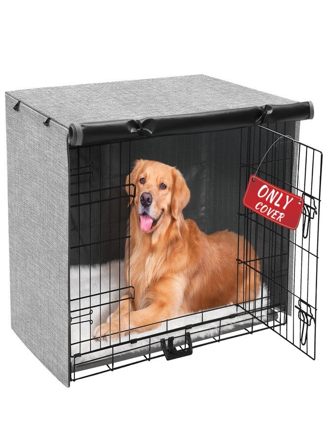 Akinerri Dog Crate Cover - Double Door Waterproof Pet Kennel Cover, Durable 600D Polyester Protective Cage Cover for 24/30/36/42/48 Inch Dog Crate - Grey - Image 1