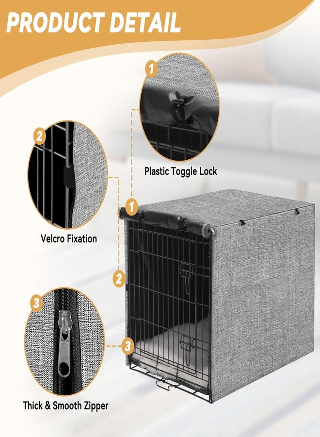 Akinerri Dog Crate Cover - Double Door Waterproof Pet Kennel Cover, Durable 600D Polyester Protective Cage Cover for 24/30/36/42/48 Inch Dog Crate - Grey - Image 2