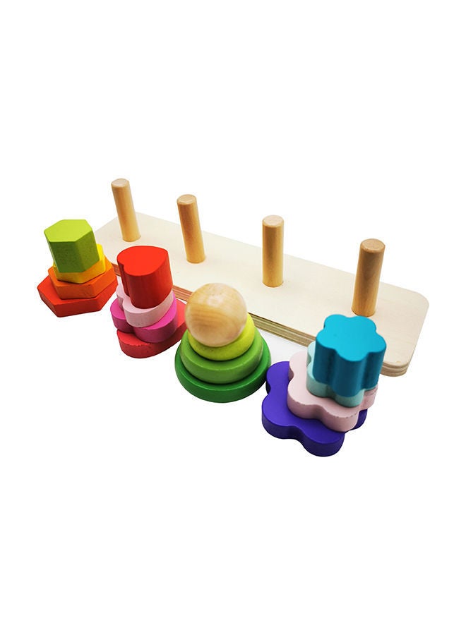 NIBEMINENT Wooden Intellectual Four Column Shape Building Blocks Set - Image 1