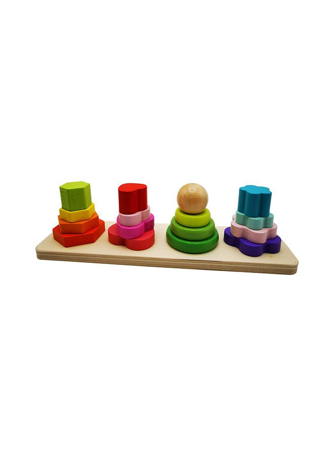 NIBEMINENT Wooden Intellectual Four Column Shape Building Blocks Set - Image 2