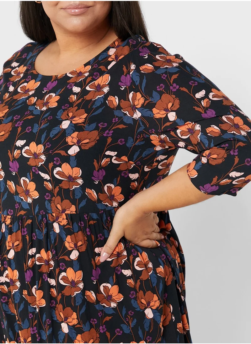 Only Carmakoma Tiered Floral Printed Dress