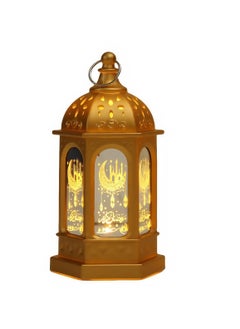 بيوينتي فانوس رمضان، ديكور رمضان كبير، فانوس شمعة ذهبي برونزي عتيق 7*7*13.5، مصباح رمضان معلق مناسب للمنزل، الطاولة، الزفاف، الحفلات، ذهبي برونزي  - Image 1