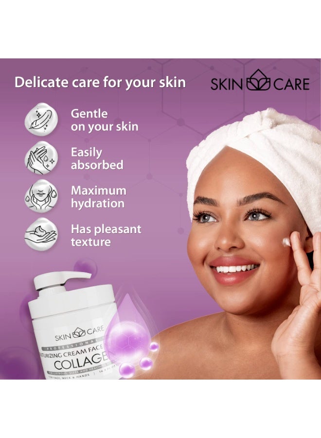 Skin care Skin Care Collagen 3-in-1 Moisturizer Face Cream, Neck and Hands - Treatment for Crepey Texture, Wrinkles and Sagging - Daily Lotion for All Skin Types - 16.9 fl. oz. - Image 4