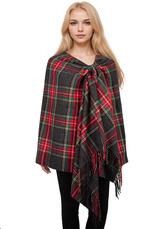 Achillea Oversized Cashmere Feel Scotland Scottish Tartan Plaid Scarf Shawl Wrap Winter Warm 80" x 30" (Stewart Black Tartan) - Image 2