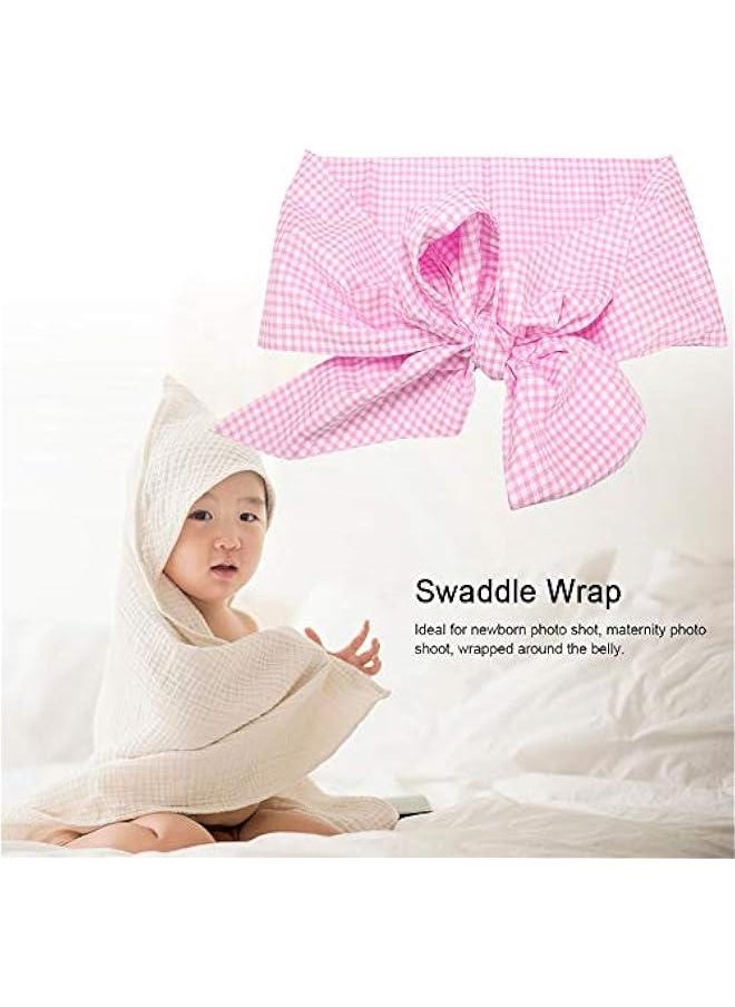 Generic Baby Swaddle Wrap Sash, Cotton Maternity Bowknot Newborn Infant Blanket for Photo Shot, Newborn Baby Swaddle Blankets Receiving Blankets Infant Baby Gifts(Light Plaid)  - Image 4