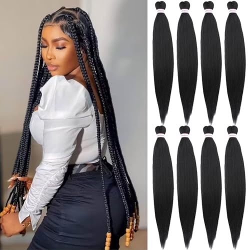 ATRAENTE Braiding Hair,26 Inch 8 Packs Long Pre Stretched Braiding Hair,Professional Synthetic Prestretched Crochet Braids Hair Extension,Itch Free Hot Water Setting Yaki Texture (26 Inch, 1B) - Image 1