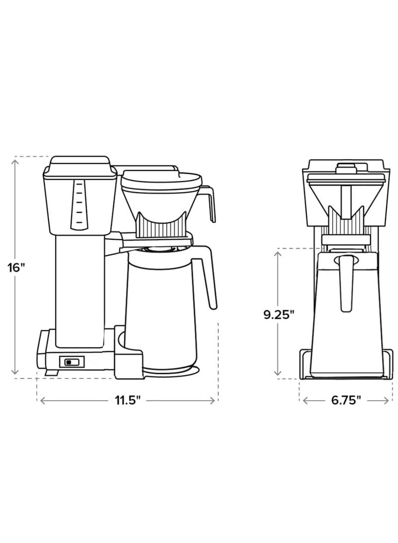 Moccamaster KBGT Coffee Brewer: Filter Coffee Maker with Stainless Steel Insulated Thermal Carafe – 1.25 Lt – Polished Silver  - Image 5