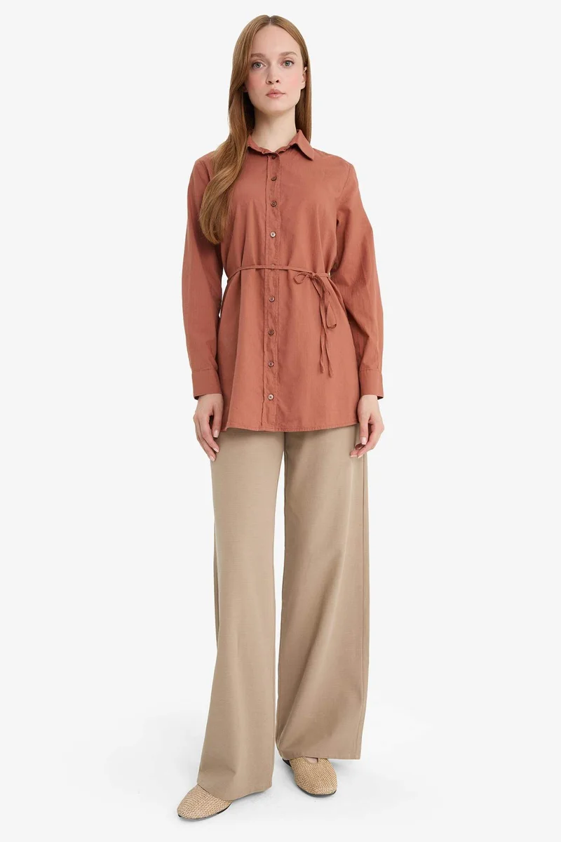 DeFacto Linen Blend Wide Leg Flam Trousers