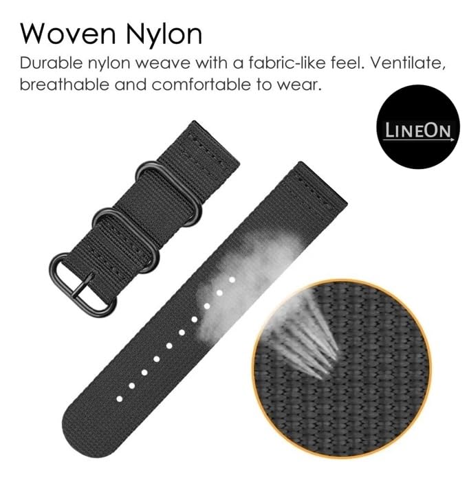 Lineon 22mm Nylon Quick Release Watch Strap, Premium Two Way NATO STYLE, Matte Finish, Compitable with Titan, Casio, Sonata, Fossil, Noise, Firebolt, and Any 22mm Watch (Tool Include) - Image 5
