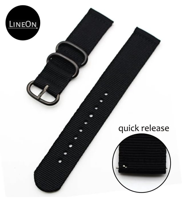 Lineon 22mm Nylon Quick Release Watch Strap, Premium Two Way NATO STYLE, Matte Finish, Compitable with Titan, Casio, Sonata, Fossil, Noise, Firebolt, and Any 22mm Watch (Tool Include) - Image 4