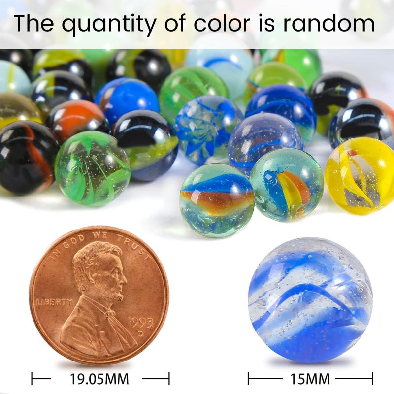 POPLAY Colorful Glass Marbles, 0.6inch Marbles Bulk for Kids Marble Games,DIY and Home Decoration - Image 2