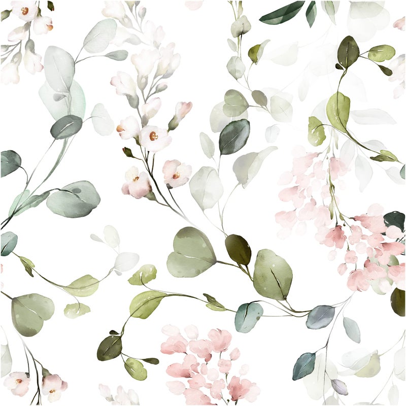 Blooming Wall DPY54 Watercolor Boho Fresh Green Leaves Textured Peel and Stick Wallpaper SelfAdhesive Prepasted Wallpaper - Image 2