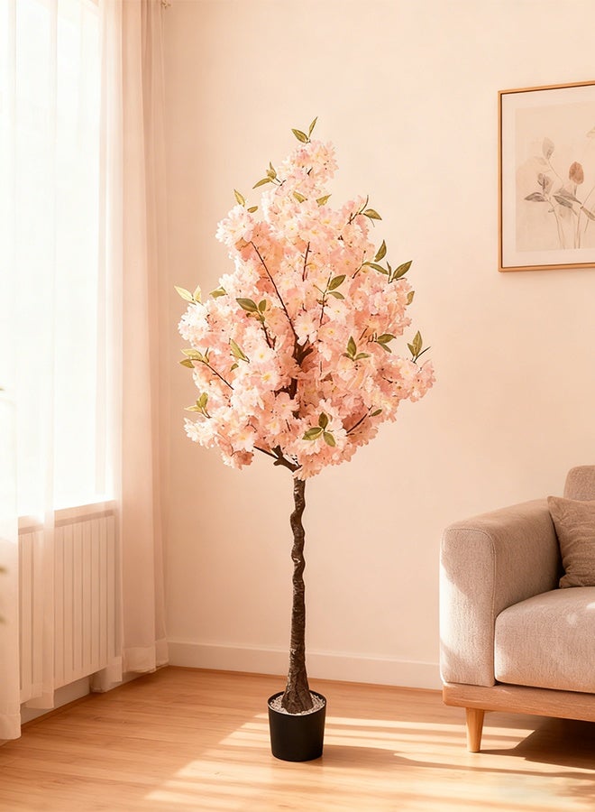 شاربدو شجرة اصطناعية - زهرة الكرز 160 سم ، نبات زائف ساكورا الوردي الطويل في وعاء مع قاعدة مستقرة ، ديكور منزلي داخلي لزاوية غرفة المعيشة ، ديكور حفل الزفاف المكتب - Image 1
