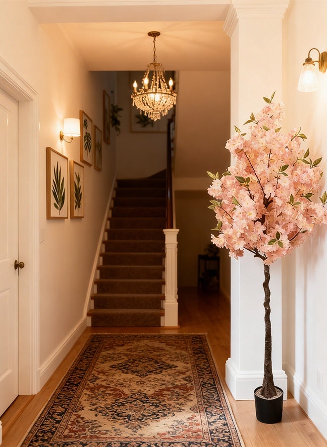 شاربدو شجرة اصطناعية - زهرة الكرز 160 سم ، نبات زائف ساكورا الوردي الطويل في وعاء مع قاعدة مستقرة ، ديكور منزلي داخلي لزاوية غرفة المعيشة ، ديكور حفل الزفاف المكتب - Image 3