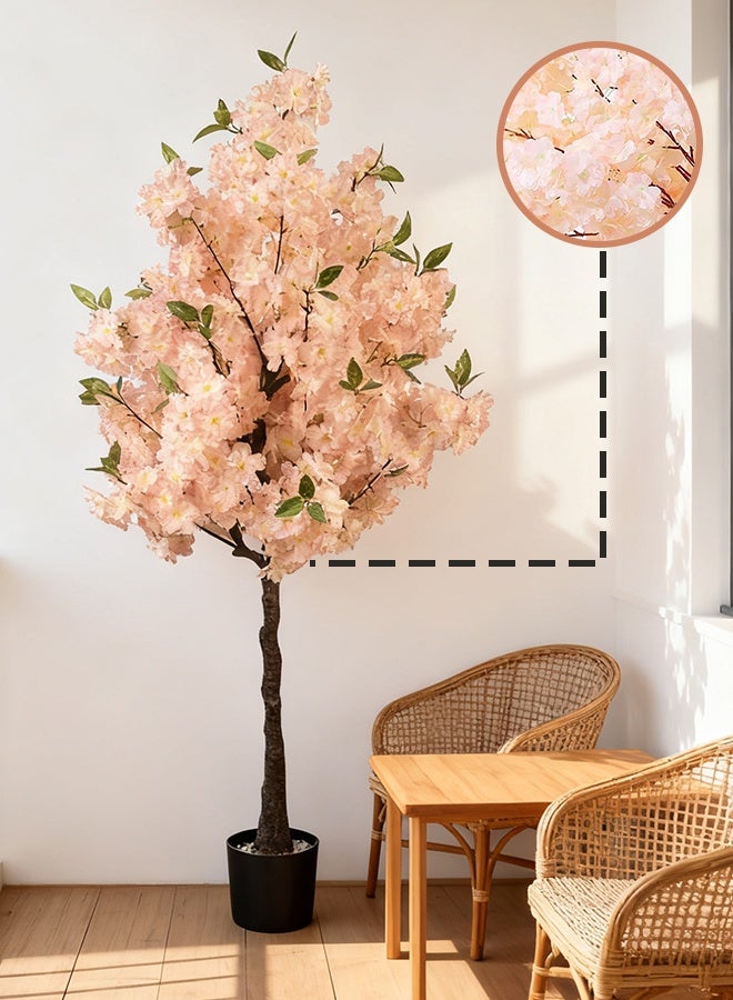 شاربدو شجرة اصطناعية - زهرة الكرز 160 سم ، نبات زائف ساكورا الوردي الطويل في وعاء مع قاعدة مستقرة ، ديكور منزلي داخلي لزاوية غرفة المعيشة ، ديكور حفل الزفاف المكتب - Image 4
