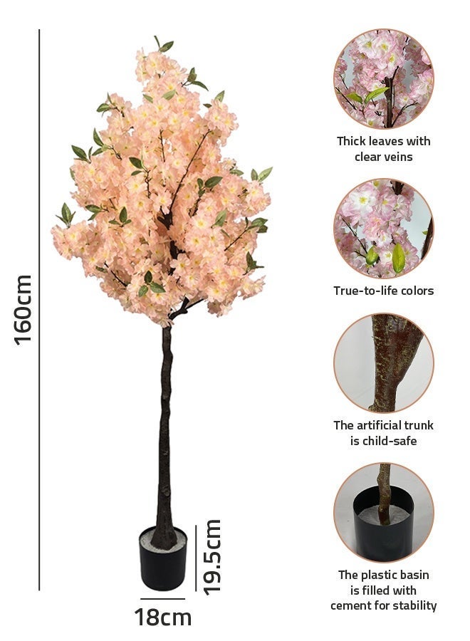 شاربدو شجرة اصطناعية - زهرة الكرز 160 سم ، نبات زائف ساكورا الوردي الطويل في وعاء مع قاعدة مستقرة ، ديكور منزلي داخلي لزاوية غرفة المعيشة ، ديكور حفل الزفاف المكتب - Image 5