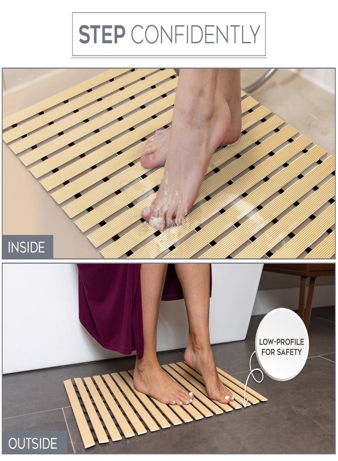 NativeSkins Faux Bamboo Bath Mat, Non-Slip Safety Lining, Bamboo Shower Mat, Waterproof, Quick-Drying, Mat for Spa, Sauna Mat, Teak Bath - Medium 16.9 x 25.2 inches - Image 3