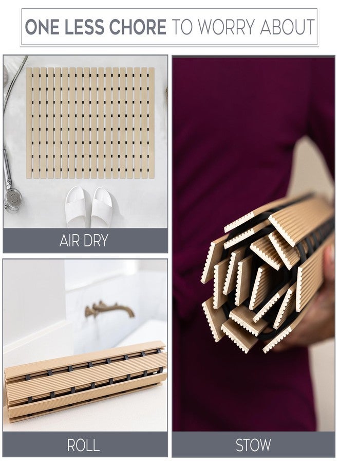 NativeSkins Faux Bamboo Bath Mat, Non-Slip Safety Lining, Bamboo Shower Mat, Waterproof, Quick-Drying, Mat for Spa, Sauna Mat, Teak Bath - Medium 16.9 x 25.2 inches - Image 4