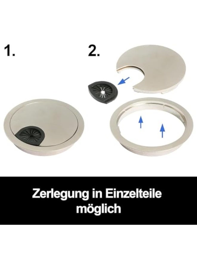 Desk Cable Grommet, 4 Pack 68MM*13MM Metal Cable Hole Cover Table Grommet, Desk Wire Cord Cable Grommets Hole Cover for Managing and Hiding Wire Cord,For Desktop Office, Port Hole Cover(Brushed Chrome - Image 4