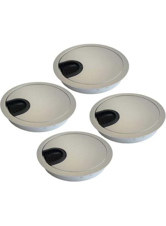 Desk Cable Grommet, 4 Pack 68MM*13MM Metal Cable Hole Cover Table Grommet, Desk Wire Cord Cable Grommets Hole Cover for Managing and Hiding Wire Cord,For Desktop Office, Port Hole Cover(Brushed Chrome - Image 1