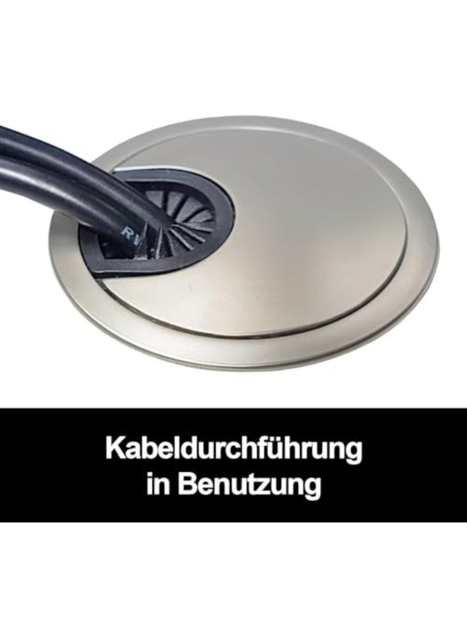 Desk Cable Grommet, 4 Pack 68MM*13MM Metal Cable Hole Cover Table Grommet, Desk Wire Cord Cable Grommets Hole Cover for Managing and Hiding Wire Cord,For Desktop Office, Port Hole Cover(Brushed Chrome - Image 3