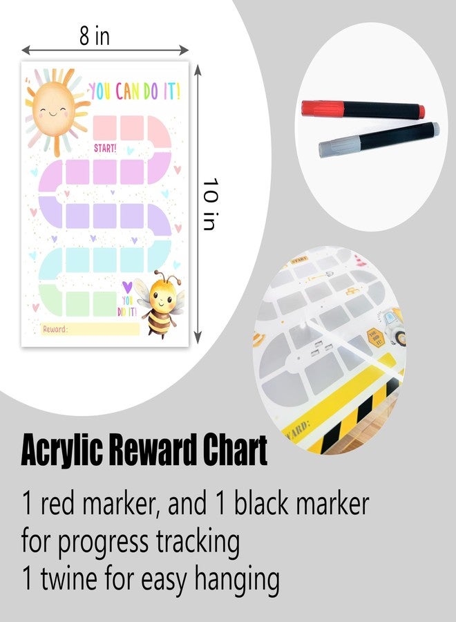 NYCTUG 8" X 10" Cartoon Sun Theme Acrylic Reward Sheet - You Can Do It - 1 Motivational Acrylic with Red & Black Pens & 1 Twine - Incentive Chart Positive Behavior Chart for Teens Home & Classroom - A01 - Image 2