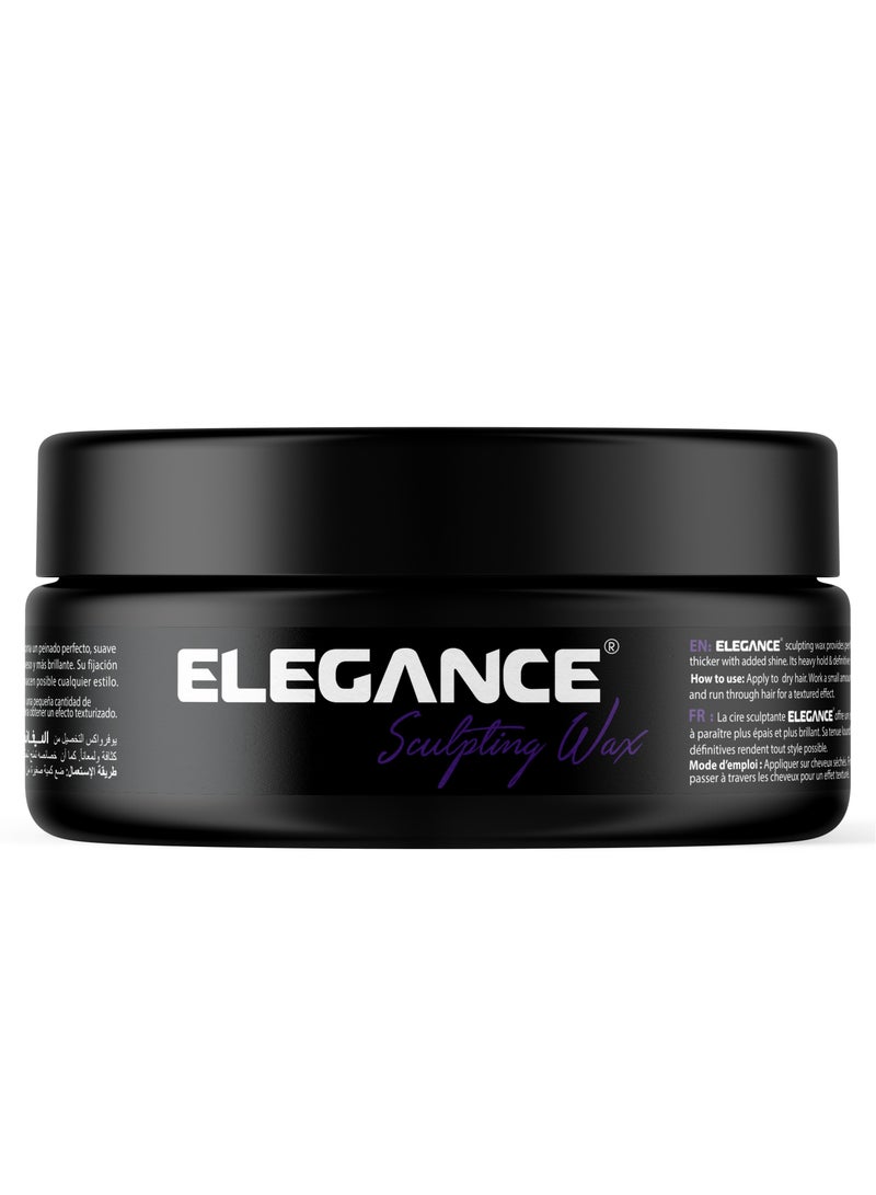 Elegance-E Series Sculpting Wax - Extra Strong Hold, Vitamin E Enriched, Shiny Finish for All Hair Types