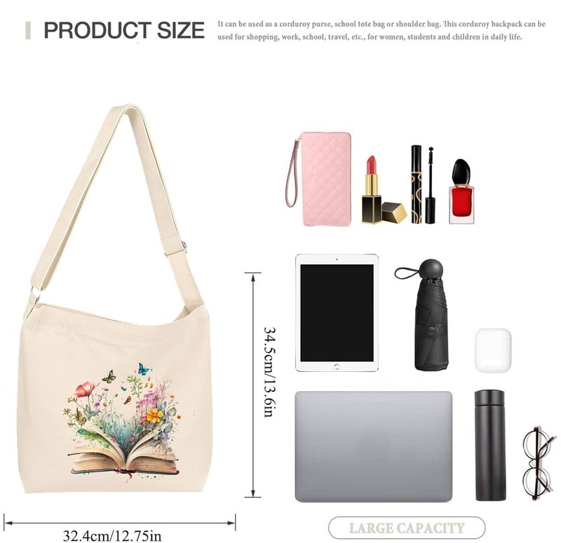 Lify Women's Retro Large Size Canvas Shoulder Bag Hobo Crossbody Handbag Casual Tote - 1 Piece - Image 2