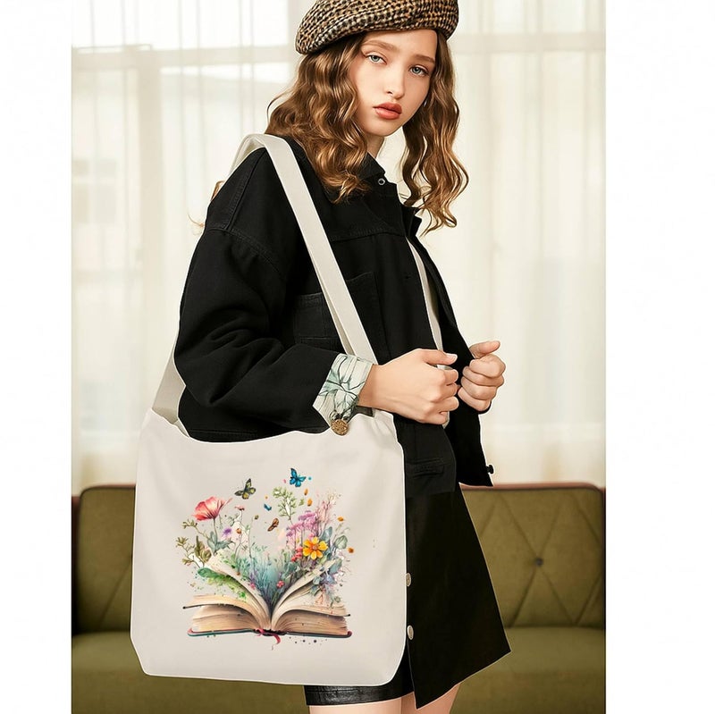 Lify Women's Retro Large Size Canvas Shoulder Bag Hobo Crossbody Handbag Casual Tote - 1 Piece - Image 4