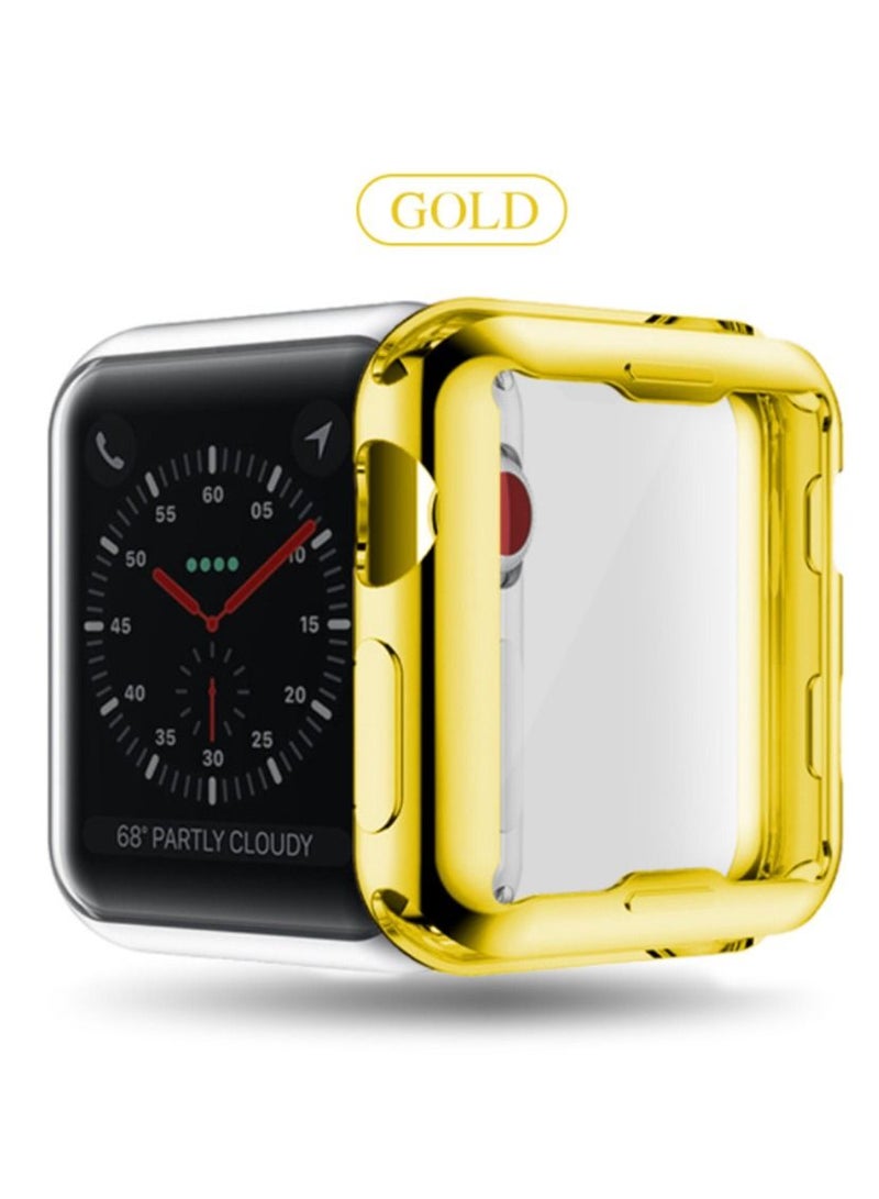 TPU Electroplating All Inclusive New Mold Hand Case Suitable For Apple Watch 3 / 4 5 6 38mm Gold