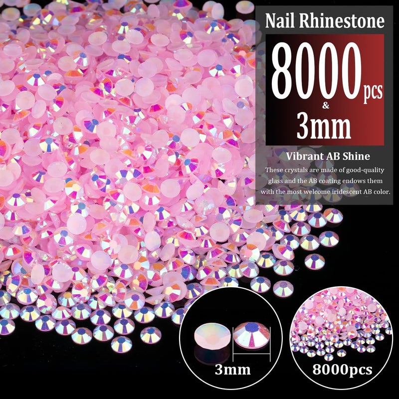 BELLEBOOST 8000pcs 3mm Resin Rhinestones Bulk, Light Pink AB Flatback Round Jelly Rhinestones Bedazzling Non Hotfix Crystal Gems Large Quantity Wholesale for DIY Crafts Clothes Tumblers Face Makeup Manicure - Image 2
