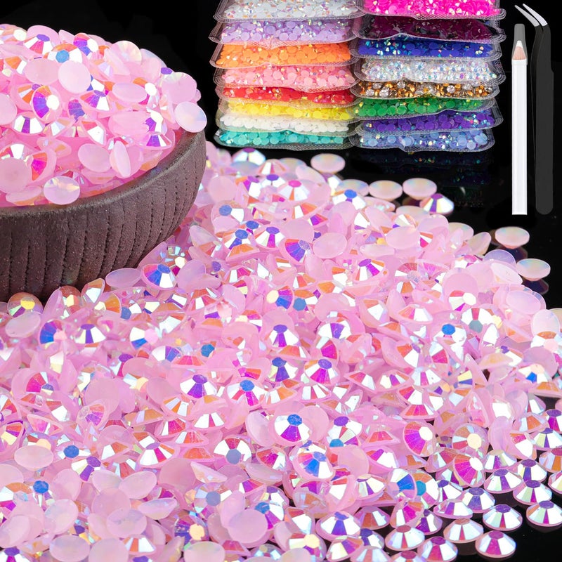 BELLEBOOST 8000pcs 3mm Resin Rhinestones Bulk, Light Pink AB Flatback Round Jelly Rhinestones Bedazzling Non Hotfix Crystal Gems Large Quantity Wholesale for DIY Crafts Clothes Tumblers Face Makeup Manicure - Image 1