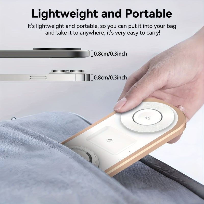 Silvery 3 in 1 Wireless Charger Foldable Charging Station for iPhone and iWatch - Image 4