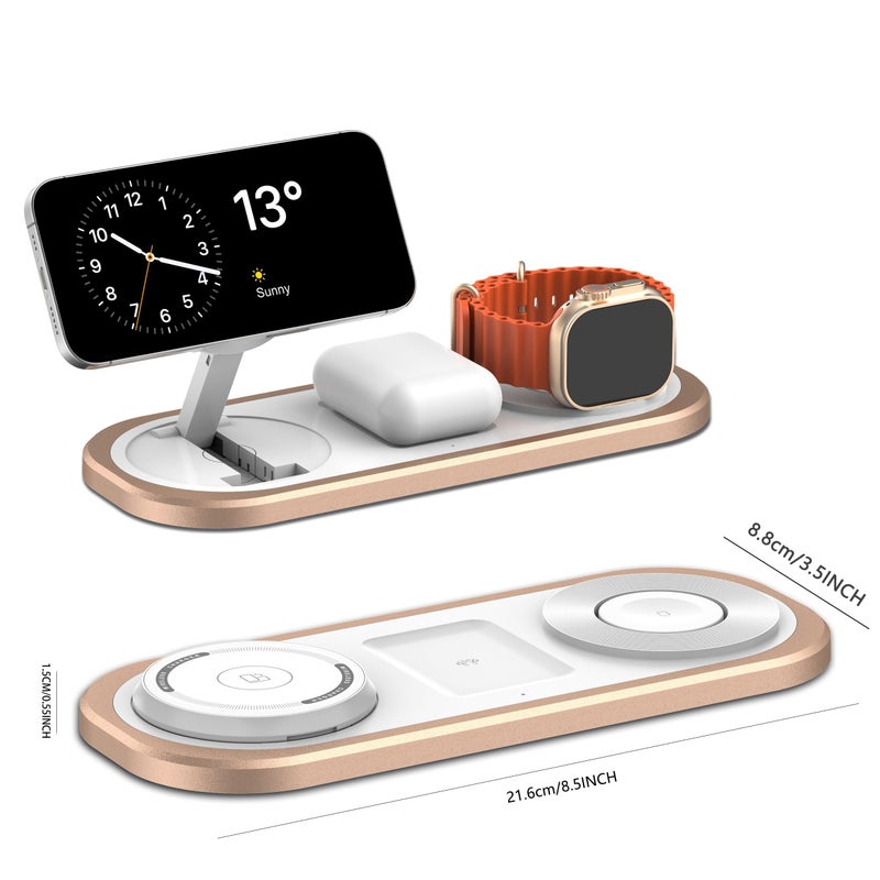 Silvery 3 in 1 Wireless Charger Foldable Charging Station for iPhone and iWatch - Image 2