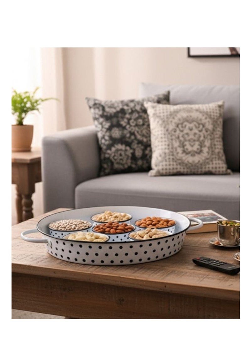 Breakfast tray with lid and 6 serving bowls - Image 4