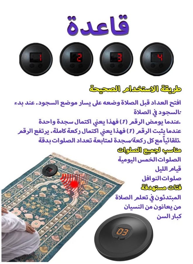 Aijmil Smart Rak'ah Counter/Automatic Prostration Counter for Prayer - Certified by Scholars - Works with Smart Sensor without Contact (New Rak'ah Counter - Never Forget the Number of Rak'ahs During Your P - Image 2